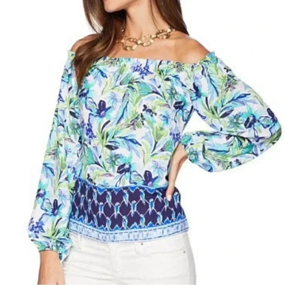 Lilly Pulitzer Lou Lou Floral Off the Shoulder Top & Raya Petal Skirt Women XL - Picture 7 of 12